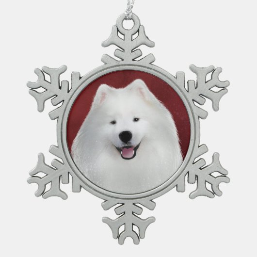 Teddy de Samojeed Tin Sneeuwvlok Ornament (Voorkant)