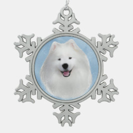 Teddy de Samojeed Tin Sneeuwvlok Ornament