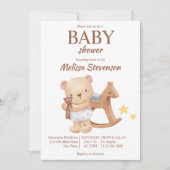Teddy draagt  speelgoed boho baby shower kaart (Voorkant)