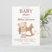 Teddy draagt  speelgoed boho baby shower kaart (Staand voorkant)