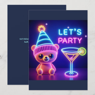 Teddy Feesttijd Neon Roze Kaart