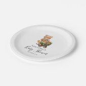 Teddy Floral Boy Rustic Blue Paper Borden Papieren Bordje (Gekanteld)