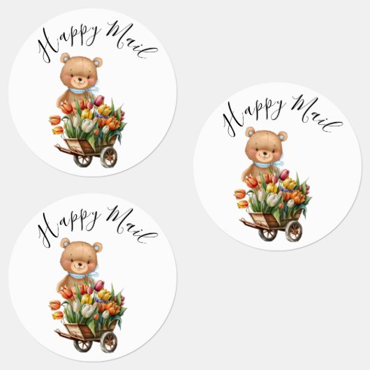 Teddy Foral Boy Rustic Happy Mail Baby shower Labels (Groep)