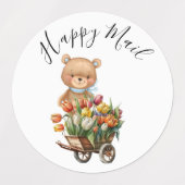 Teddy Foral Boy Rustic Happy Mail Baby shower Labels (Design 1)