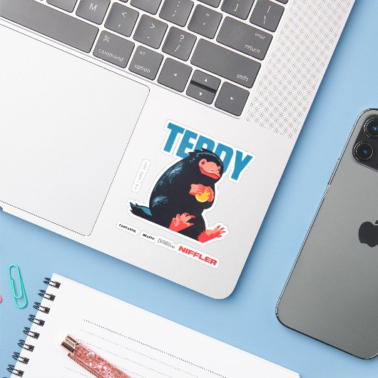 Teddy  Graphic Sticker (Laptop met iPhone)