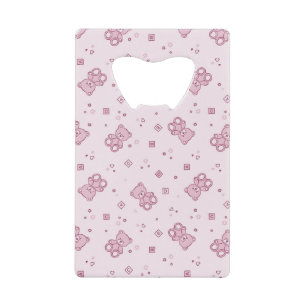 Teddy heeft achtergrond Roze Kredietkaart Flessenopener