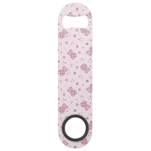 Teddy heeft achtergrond Roze Speed Flessenopener (Voorkant)