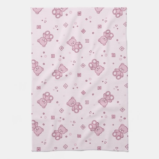 Teddy heeft achtergrond Roze Theedoek (Verticaal)