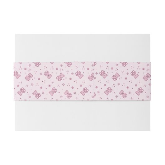 Teddy heeft achtergrond Roze Uitnodigingen Wikkel (Achterkant Voorbeeld)