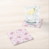 Teddy heeft achtergrond Roze Vierkante Kartonnen Onderzetter (Insitu)