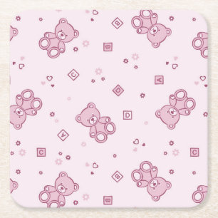 Teddy heeft achtergrond Roze Vierkante Kartonnen Onderzetter
