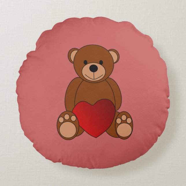 Teddy Love Rond Kussen (Voorkant)