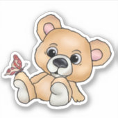 Teddy mit Schmetterling Sticker (Voorkant)