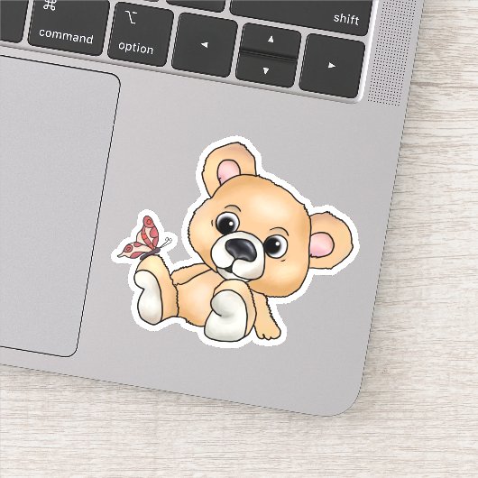 Teddy mit Schmetterling Sticker (Detail)