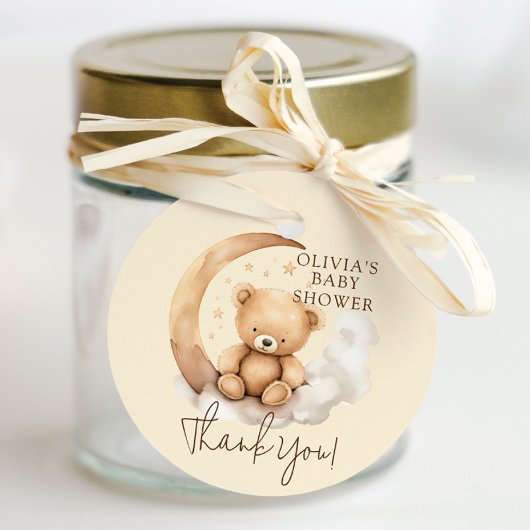 Teddy Moon Baby shower Favor Gift Label