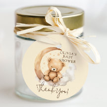 Teddy Moon Baby shower Favor Gift Label