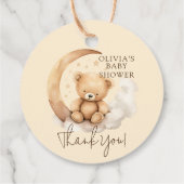 Teddy Moon Baby shower Favor Gift Label (Achterkant)