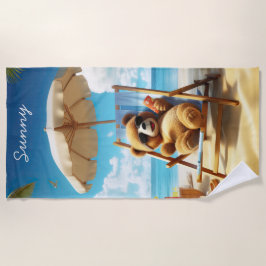 Teddy op het strand - Beer handdoeken voor de zome