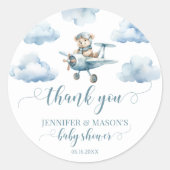 Teddy ours avion merci bébé garçon autocollants ro (Devant)