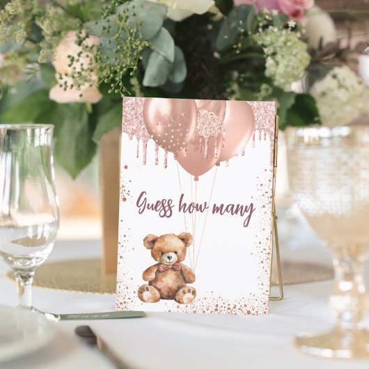 Teddy ours Baby shower deviner combien de carte