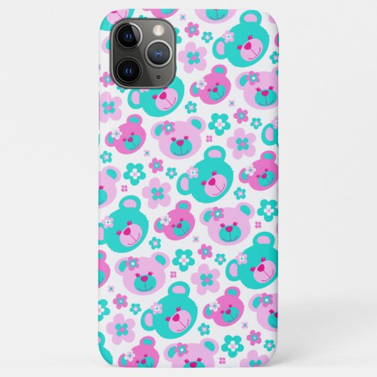 Teddy ours fleurs coque aqua rose (Dos)