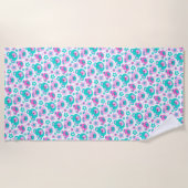 Teddy ours fleurs rose aqua serviette (Devant)