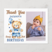 Teddy ours garçon anniversaire merci carte photo (Devant)