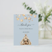 Teddy ours garçon bleu baby shower carte de remerc (Debout devant)