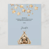 Teddy ours garçon bleu baby shower carte de remerc (Dos)