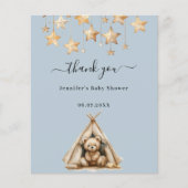 Teddy ours garçon bleu baby shower carte de remerc (Devant)