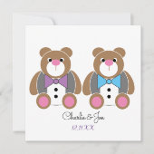 Teddy ours gay mariage invitation à deux mariés (Devant)