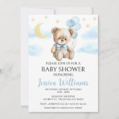 Teddy ours lune et étoiles baby shower invitation (Devant)