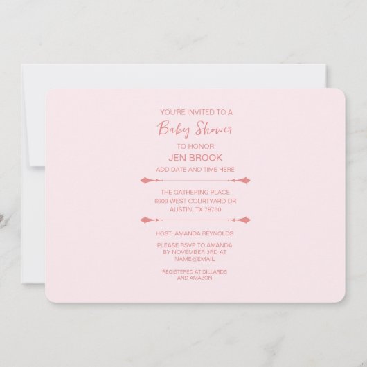 Teddy Ours rose bébé fille douche Invitation (Dos)