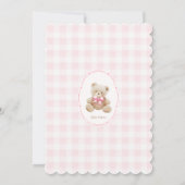 Teddy Ours rose Plaid Girl Baby shower Invitation (Dos)