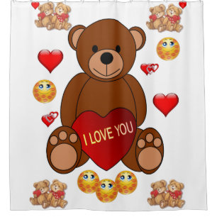 Teddy ours valentines douche rideau pour enfants