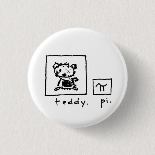 teddy + pi ronde button 3,2 cm (Voorkant)