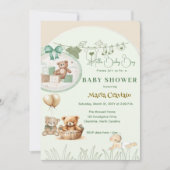 Teddy Picnic Baby shower uitnodiging (Voorkant)