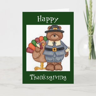 Teddy Pilgrim en Turkije Wenskaart Feestdagen Kaart