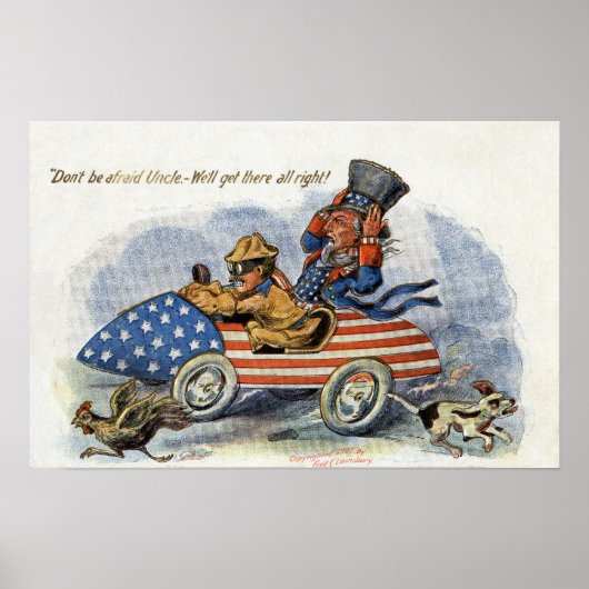 Teddy Roosevelt en oom Sam in Patriottische Auto Poster (Voorkant)