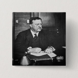 Teddy Roosevelt op het werk in 1912 Vierkante Button 5,1 Cm