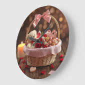 Teddy Rose Basket Romantic Valentines Decorative Grote Klok (Hoek)