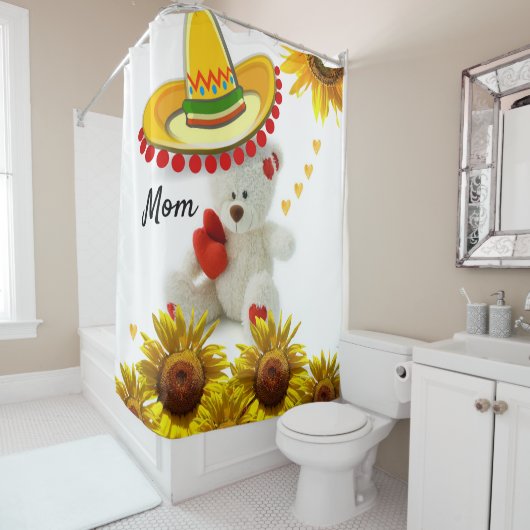 Teddy Teddy Teddy Tournesol rideau de douche (En situation)