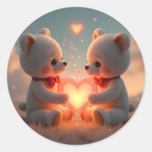 Teddy Time Together - Ronde Sticker (Voorkant)