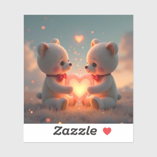 Teddy Time Together - Square Vinyl Sticker (Vel)