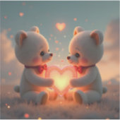 Teddy Time Together - Square Vinyl Sticker (Voorkant)