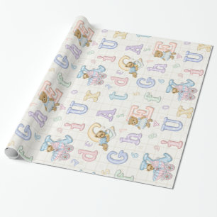 Teddy Tots Pastel Alphabet Cadeaupapier