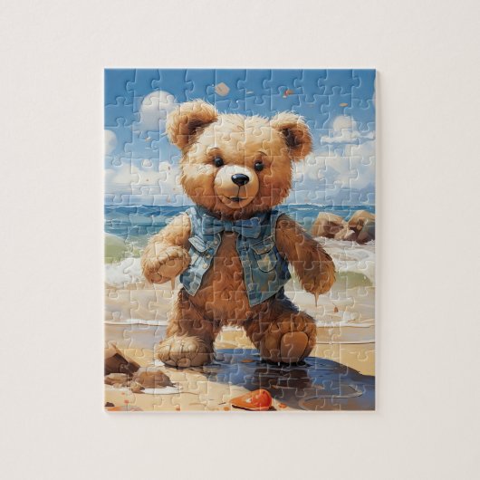 Teddy va à la plage ! Puzzle de l'ours (Vertical)