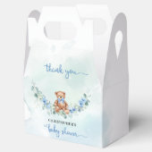 teddybeenblauw met rode eucalyptusvleugel bedankdoosjes (Geopend)