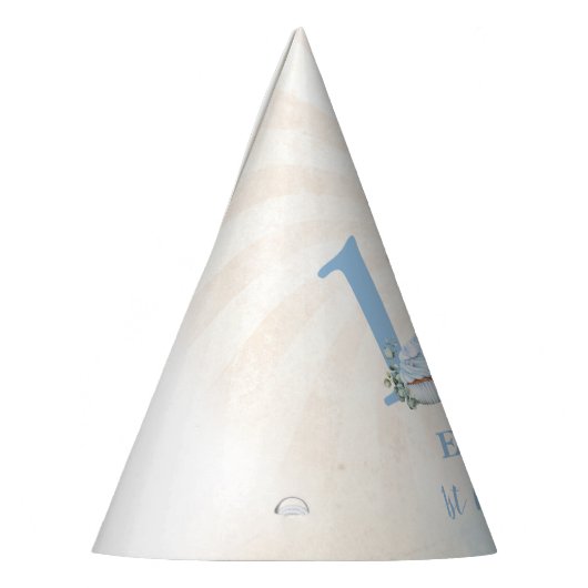 Teddybeer 1e verjaardag blauwe ballonnen papier feesthoedjes (Links)