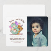 Teddybeer 3 jaar oude foto-uitnodiging kaart (Voorkant / Achterkant)